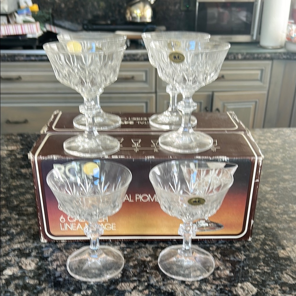 RCR ROYAL CRYSTAL RIVK LINEA MIRAGE 7OZ LEAD CRYSTAL GLASSES SET OF 6 NWT